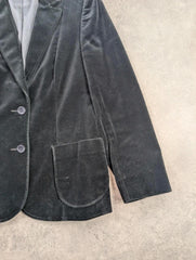 Vintage 1980s St Michael Blazer Women's 14 Velvet Jacket Black