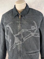 Lorenz Jacket Men’s Large Black / Washed Charcoal Graphic Zip-Up Vintage Style