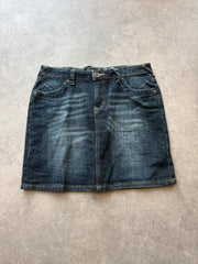Y2K Denim Mini Skirt Womens 12 Blue Country Western Festival