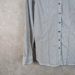 Tommy Hilfiger Shirt Womens Blouse Size Small Striped Long Sleeve Logo