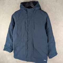 Lands End Coat Womens L Large Navy Hood Padded Insulated