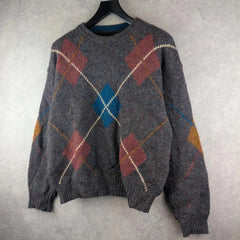Fog Jumper Mens XL Extra Large Vintage Knitted Brown Retro