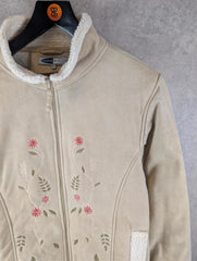 Natural Territory Jacket Womens Large L Embroidered Sherpa Floral