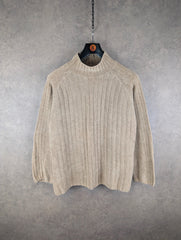 Next Jumper Mens L Large Beige Vintage 90s Knitted Pullover Cotton