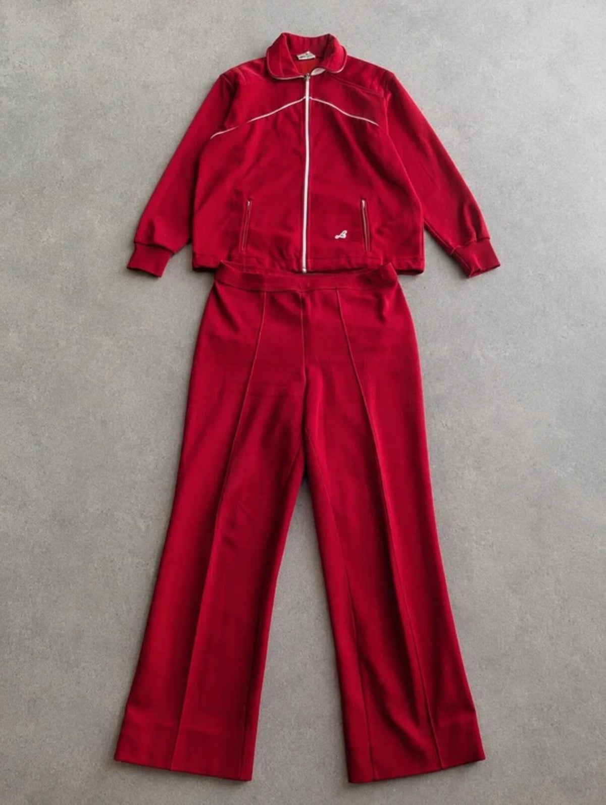 Vintage 1970s West German Tracksuit Men’s Medium Large Red Retro Sportswear