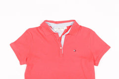 Tommy Hilfiger Polo Shirt Womens Medium M Pink Vintage Short Sleeve