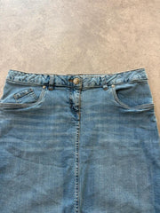 Vintage 1990s Denim Skirt Women’s Large Blue Mini Festival Casual Stretch