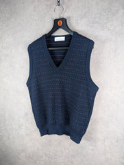 St Michael Vest Mens Large L Navy Knitted Pullover Vintage 90s