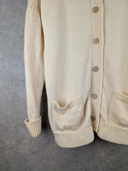 WoolOvers Jumper Womens Large L Yellow Vintage Wool Knitted Cardigan