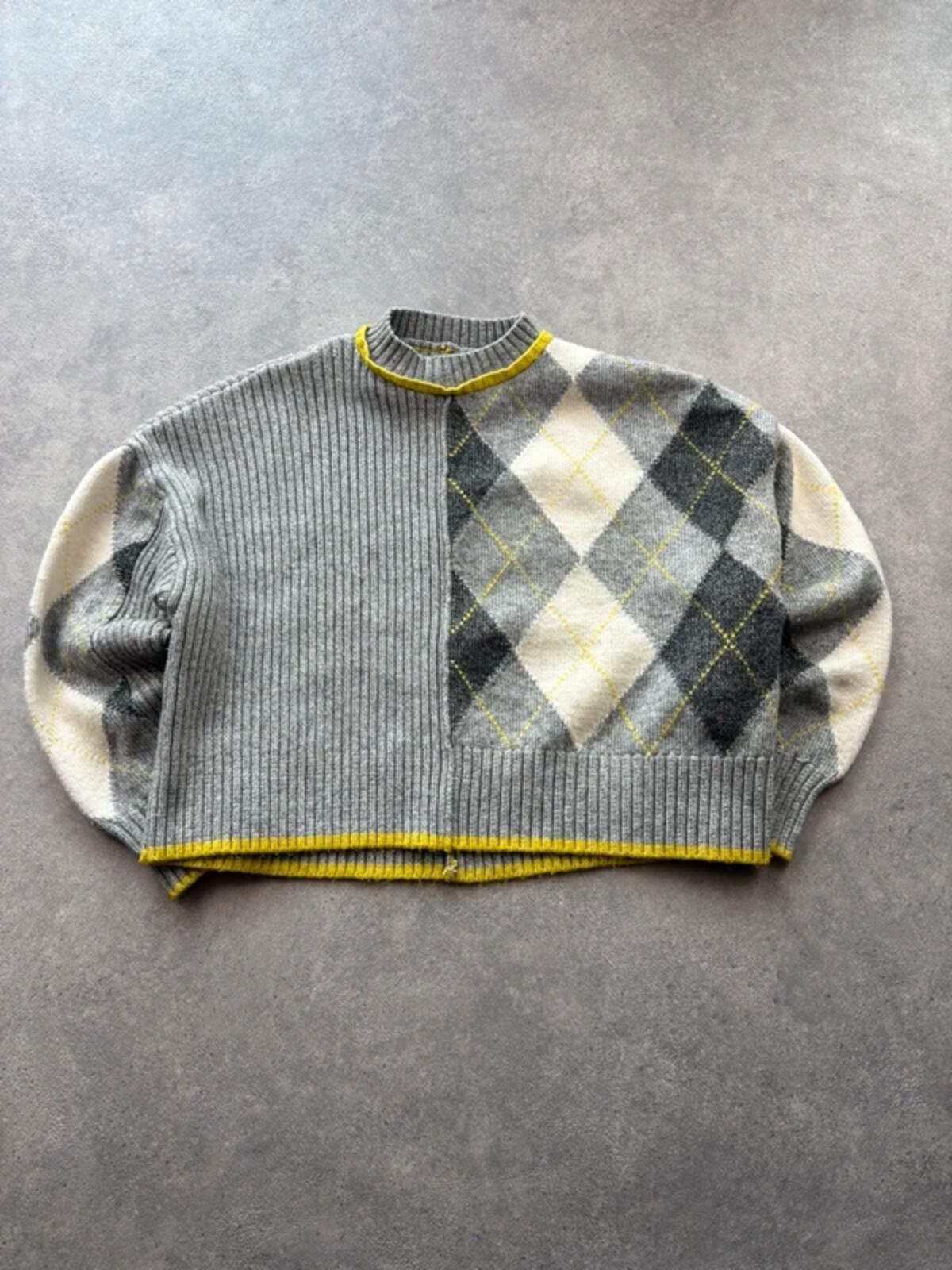 Pringle Of Scotland x H&M Jumper Women’s Medium Grey Cropped Boxy Argyle Knit