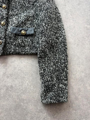 Y2K Wool Jacket Women’s Medium Grey Cropped Tailored Structured