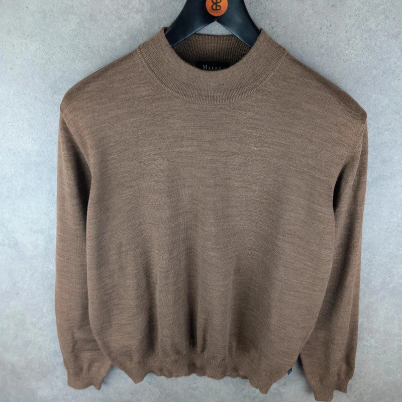 Maerz Jumper Mens Large L Brown Knitted Merino Wool