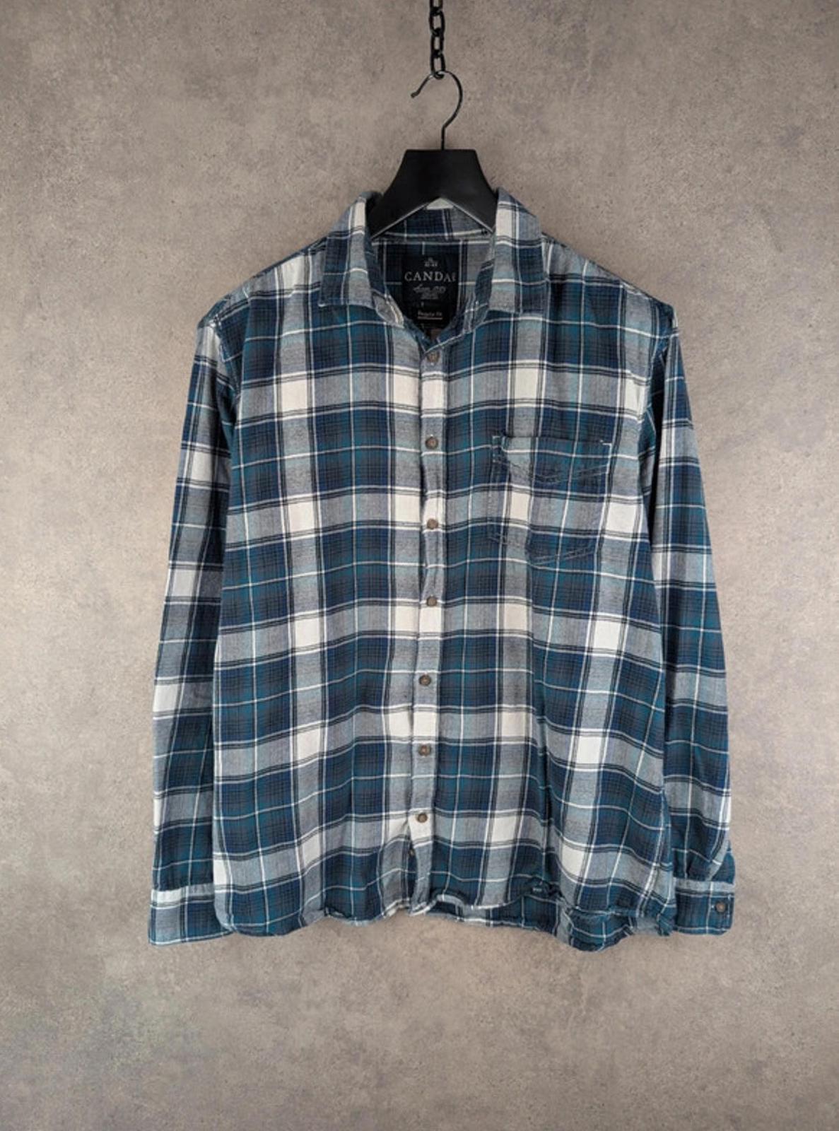 Canda Flannel Shirt Mens XL Extra Large Vintage Checked Blue