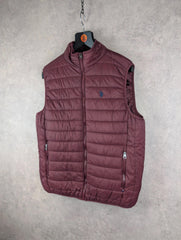 U.S Polo Assn. Jacket Mens L Large Burgundy Gilet Padded Body Warmer