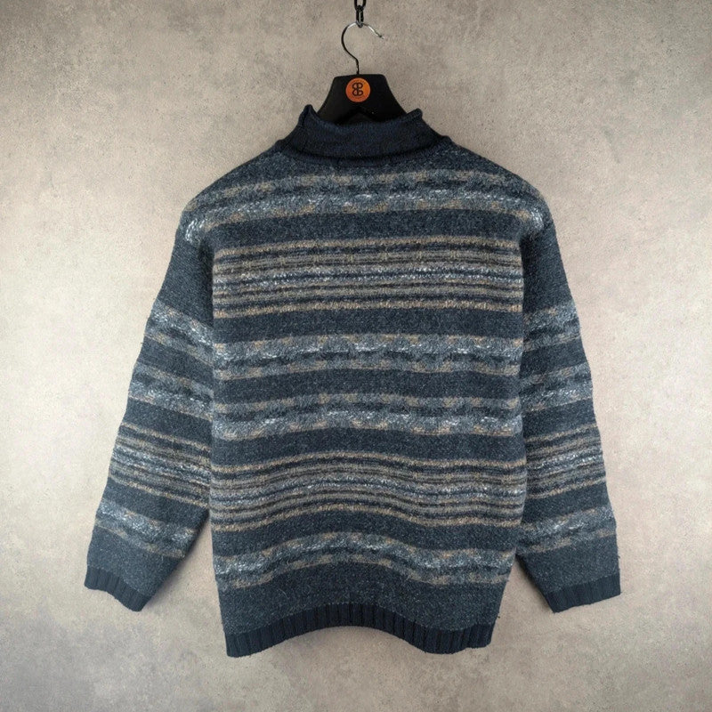 Gio Ferrari Jumper Womens Large L Blue Wool Vintage Knitted Italian