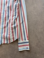 Y2K Tommy Hilfiger Women’s Small Striped Shirt Long Sleeve Casual Preppy
