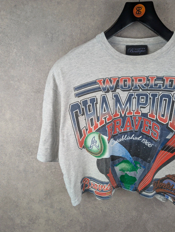 Hand Altered Cropped T-Shirt Womens Large L MLB Vintage Single Stitch T-Shirt