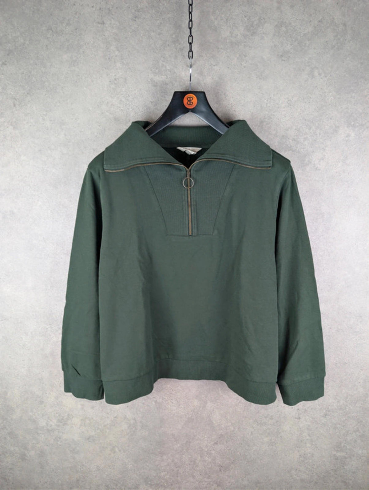 Seasalt Cornwall Jumper Womens Size 24 Green Pullover Quarter Zip Organic Cotton