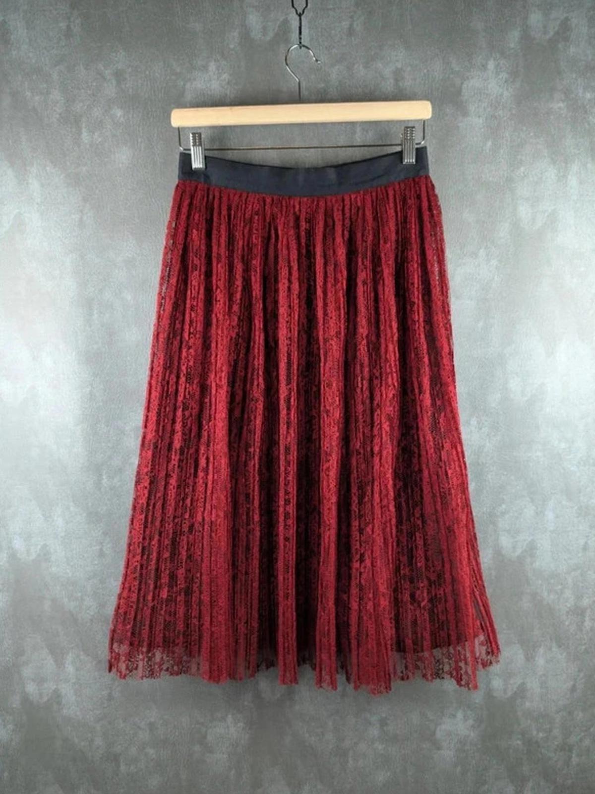 Alice + Olivia Skirt Womens Extra Small XS Red Pleated