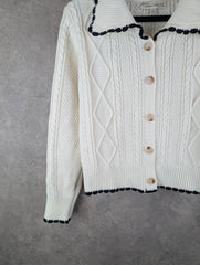Whoau California Jumper Womens Small S White Cotton Cardigan