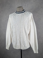 St Michael Vintage 1980s Cable Knit Jumper Men’s Extra Large Cream