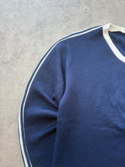 Vintage 1970s Cycling Jersey Men’s Medium Navy Long Sleeve Retro Sportswear