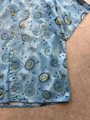 Vintage 1990s Shirt Men’s Large Blue Abstract Pattern Short Sleeve Retro