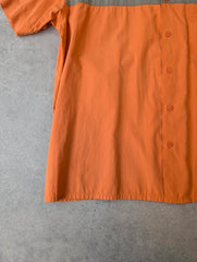 Y2K Shirt Mens Large Short Sleeve Utility Skater Button Up Orange
