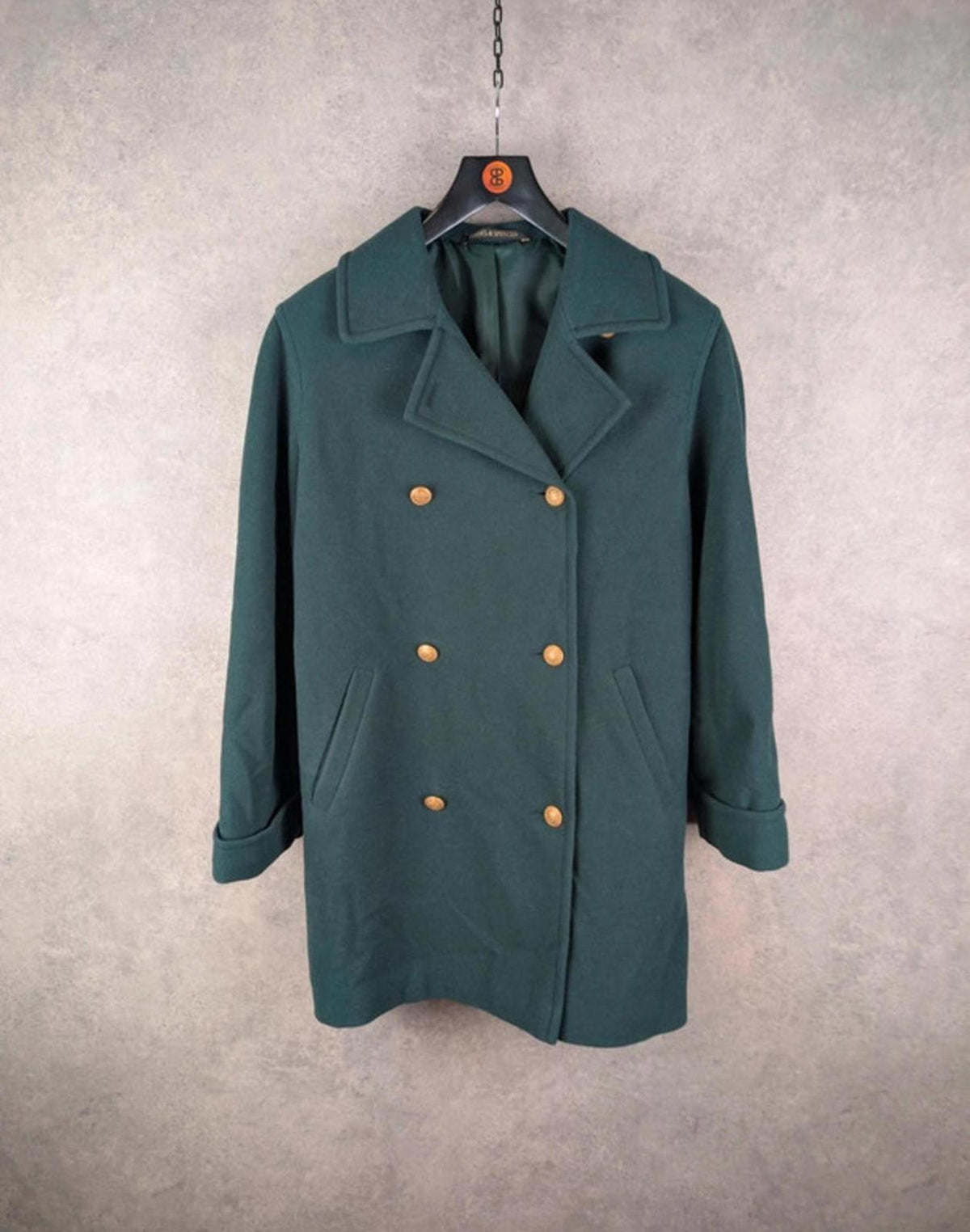 St Michael Coat Womens XL Extra Large Green Wool Vintage Double Breasted