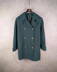 St Michael Coat Womens XL Extra Large Green Wool Vintage Double Breasted