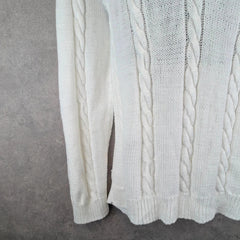 Hand Knitted Jumper Mens Extra Large XL White Cricket Pullover
