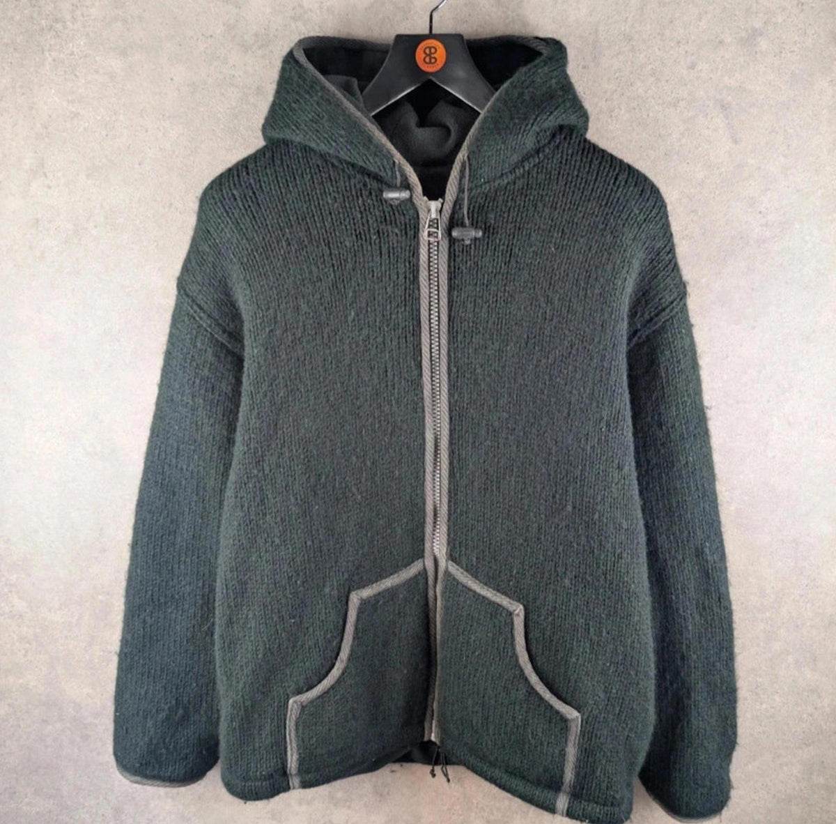 Tara Jumper Mens Extra Large XL Black Wool Vintage Napal Full Zip Hood