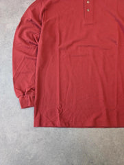 St Michael Vintage 1990s Polo Shirt Men’s Medium Red Long Sleeve Deadstock