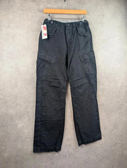 Criminal Damage Cargo Trousers 2000s Chunk Black Cargo Pants 28" New Deadstock