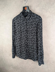 Armani Shirt Womens Large L Black Blouse Hearts