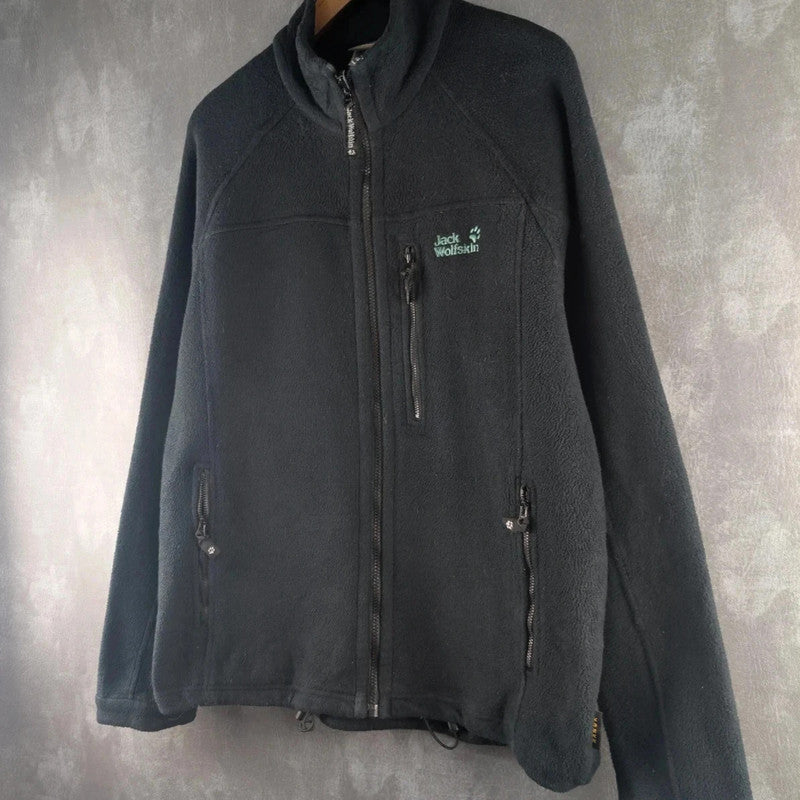 Jack Wolfkskin Jumper Mens XL Extra Large Black Fleece Jacket