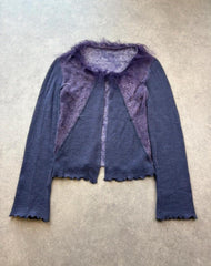 Y2K Cardigan Women’s Medium Purple Fairy Grunge Mesh Long Sleeve Boho