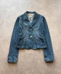 Y2K Jacket Women's Small Blue Western Country Fitted Retro Casual