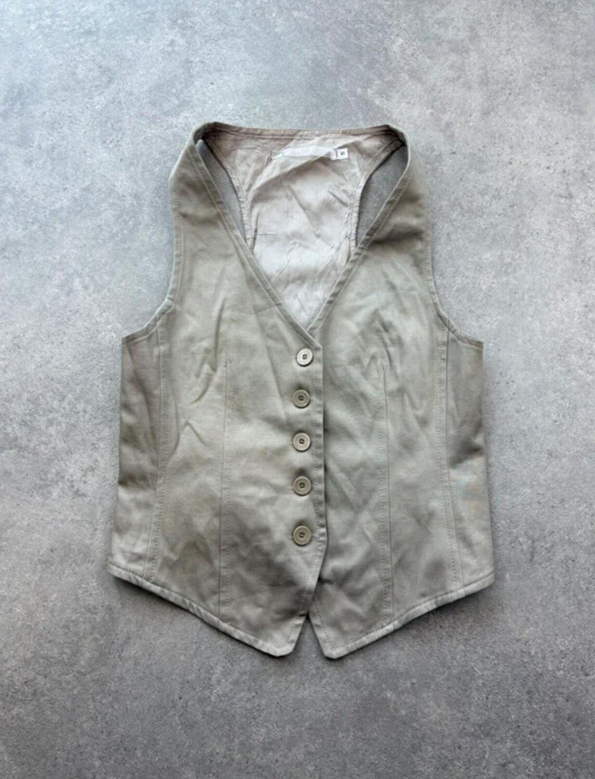 Y2K Waistcoat Women’s Small Beige Tailored Vest Fitted Minimalist
