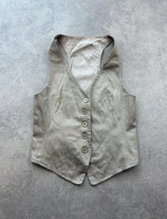 Y2K Waistcoat Women’s Small Beige Tailored Vest Fitted Minimalist