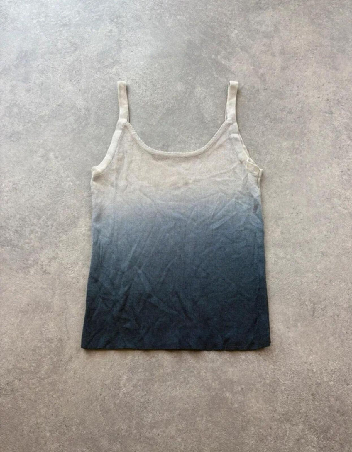 Y2K Cami Top Women’s Small Grey Ombre Vest Stretch Sleeveless Grunge Indie