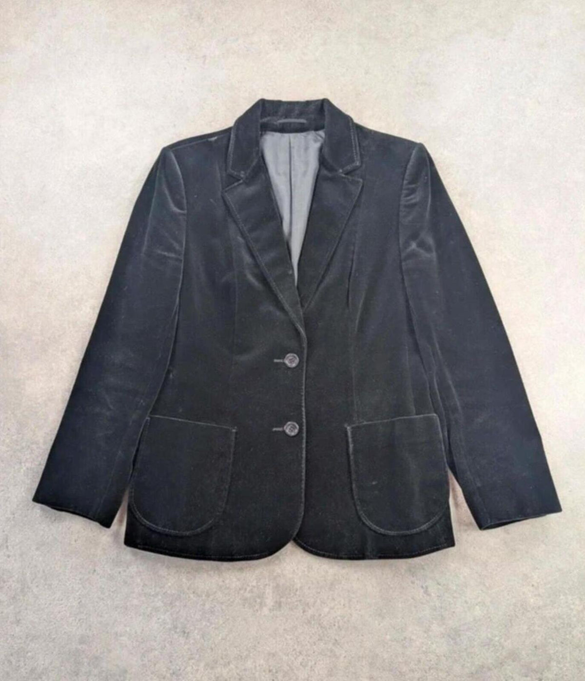 Vintage 1980s St Michael Blazer Women's 14 Velvet Jacket Black