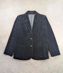 Vintage 1980s St Michael Blazer Women's 14 Velvet Jacket Black