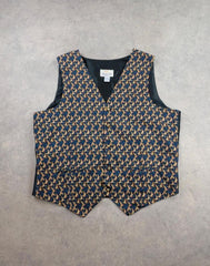 Art of Silk Waistcoat Men's XL Country Pheasant Print Blue Shooting Vest