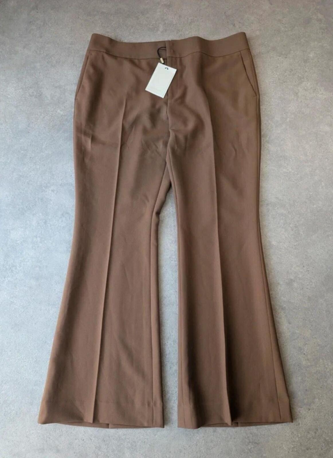 Suitsupply Trousers Women’s 2XL Brown Wool Blend Flared Tailored Wide Leg
