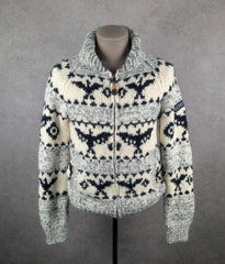Y2K Schott Jumper Women's Large Cowichan Navajo Cardigan Neck Chunky Knit